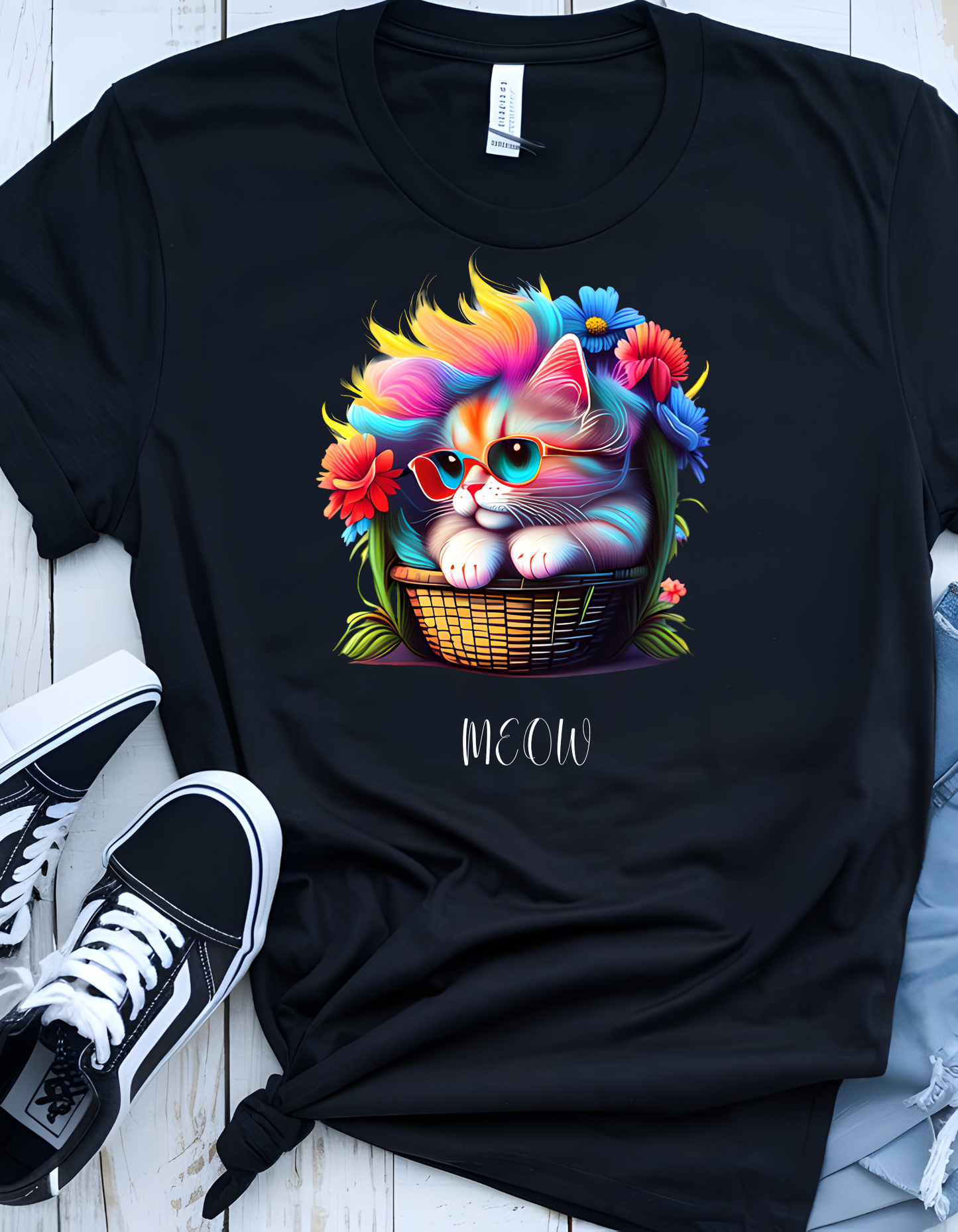 Women's "Kitty In The Basket" Heavyweight Cotton T-shirt