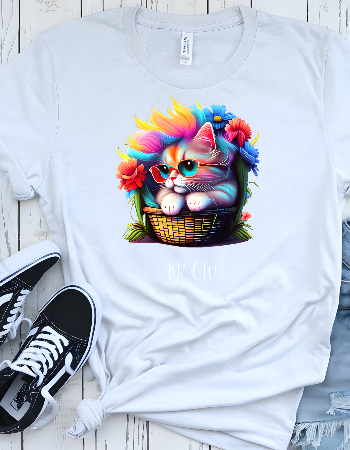 Women's "Kitty In The Basket" Heavyweight Cotton T-shirt