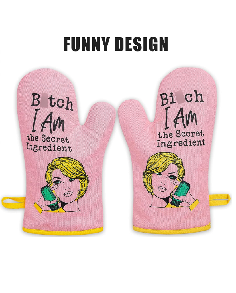 Housewarming: Oven Mitt, Funny Pink Kitchen Oven Mitts