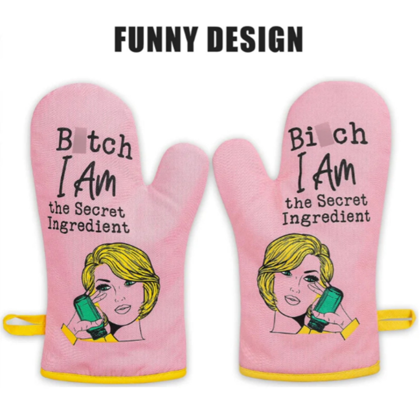 Housewarming: Oven Mitt, Funny Pink Kitchen Oven Mitts