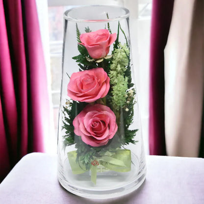 Luxuriously Preserved Pink Roses for Lasting Beauty and Charm