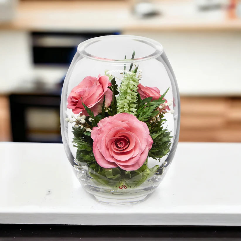 Trio of Elegant, Everlasting Pink Roses for a Timeless Display