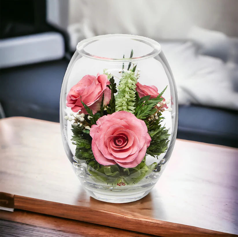 Trio of Elegant, Everlasting Pink Roses for a Timeless Display