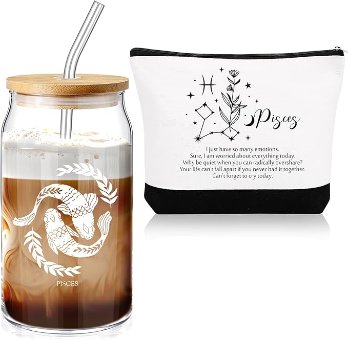 Sliner Set of 2 16 oz Celestial Zodiac Signs Cup & Lids Straws