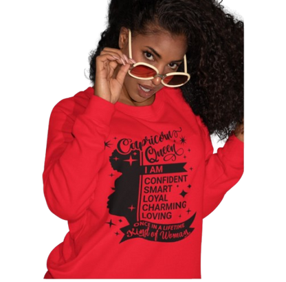 Capricorn Unisex Longsleeve Red Relaxed T-shirt