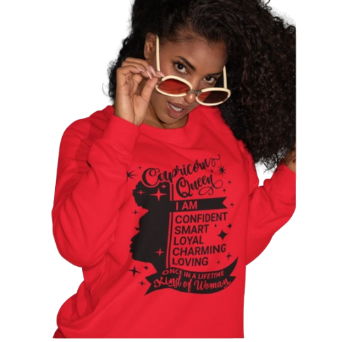 Capricorn Unisex Longsleeve Red Relaxed T-shirt