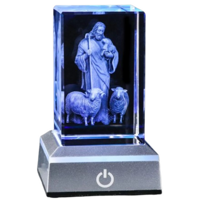 Home Crystal Good Shepherd 3D Statue Jesus Figurine Gift