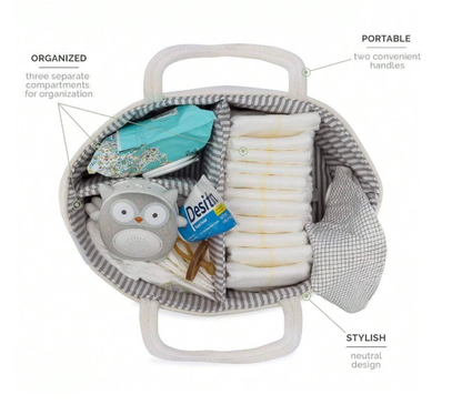 Baby Diaper Storage Box For Girls & Boys With Rope Handles