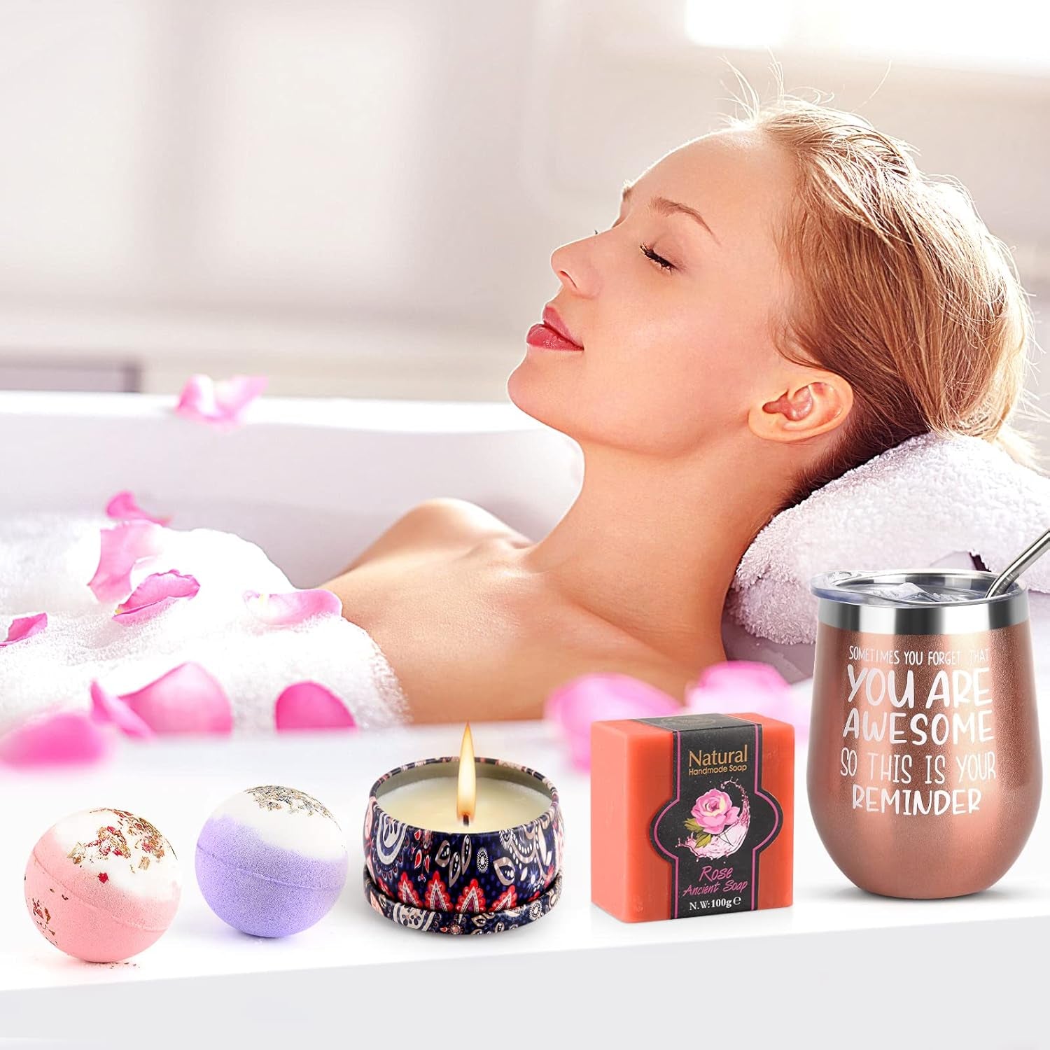 Birthday Gifts for Women, Unique Christmas Gift Baskets for Her, Female Happy Relaxing Spa Gifts Surprise Presents for Mom, Grandma, Wife, Sister, Daughter, Friend, Coworker