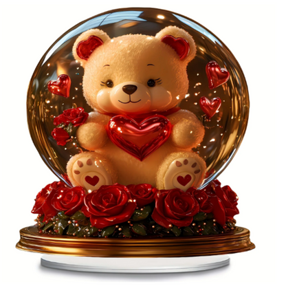 Teddy Bear and Rose Heart Acrylic Decor Valentine's Day