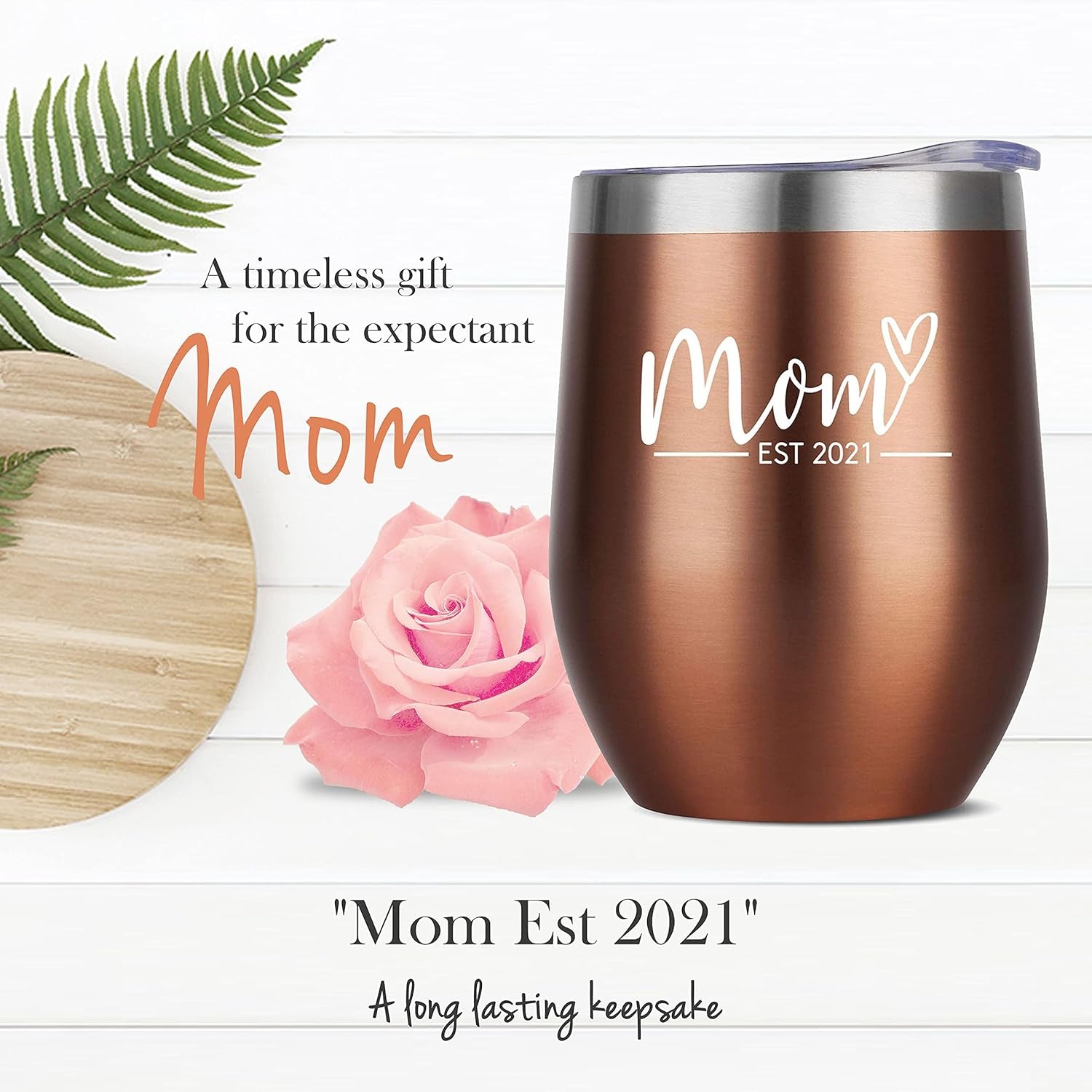 Pregnancy Gifts for First Time Moms - Mom Est. 2021 Spa Bath Box Set W/ Rose Gold Tumbler - New Mom Gift Basket for New Mom - Expecting New Mom Essentials - Pregnancy Must Haves for First Time Moms -