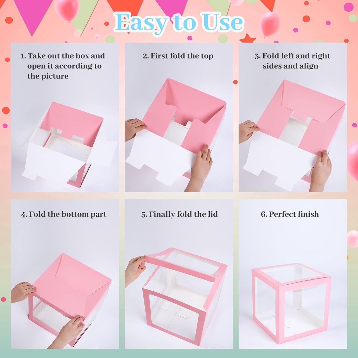 4 Pieces Baby Shower Party Box Big Baby Block Decorations with 3 Set Baby and 26 A-Z Letters, Baby Letters Party Decoration Individual Baby Blocks Design for Boys Girls (Pink)