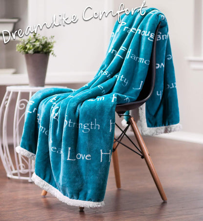 Premium Healing Warm Hugs Caring Gift Blanket - for Positive Energy Love Support Comfort Strength - Cancer Chemo Surgery Get Well Gift - Patient Women Men Friend (Twin) Teal