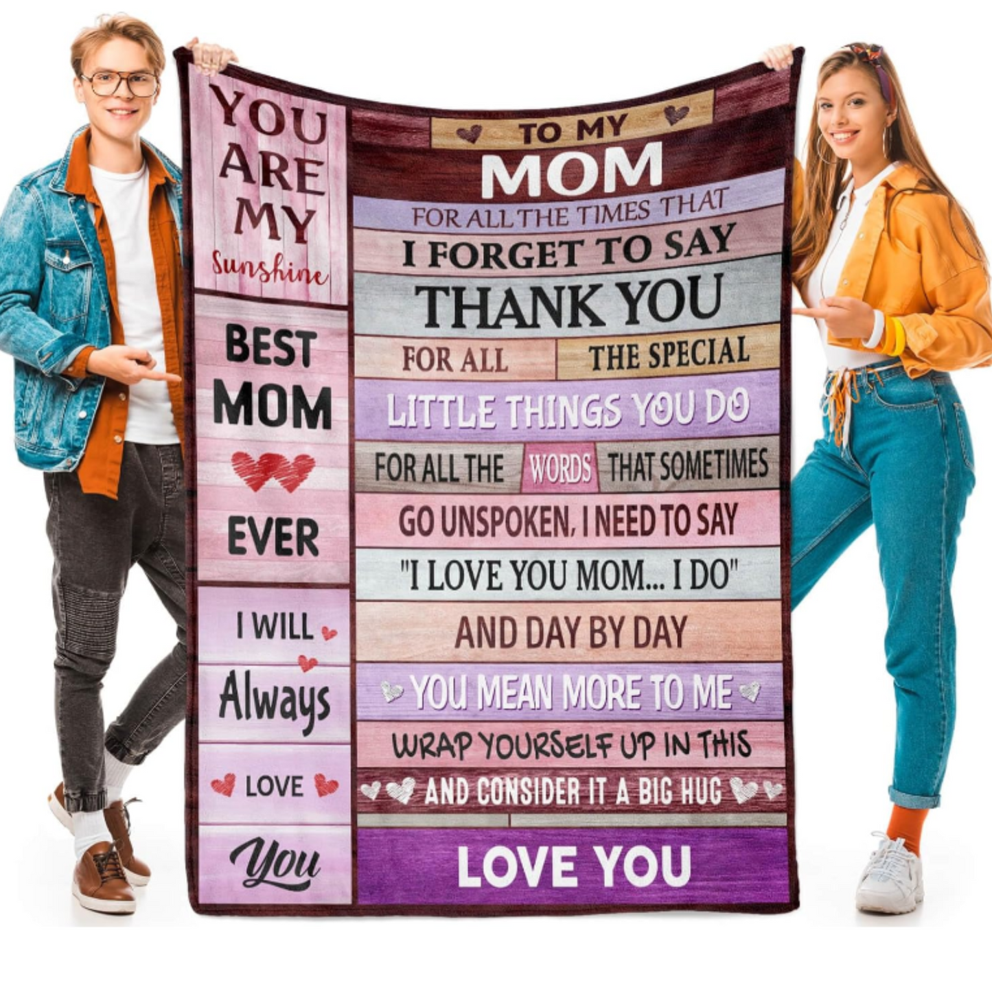 Mom Blankets from Daughter & Son, Birthday Gifts, I Love You Mom