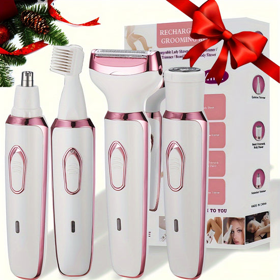 4 In 1 Womens Electric Hair RemoverWomens MultiFunction Electric Hair Remover SetWomens Bikini TrimmerUSB RechargeableHair Remover for Pubic Hair Eyebrows Nose Face Legs  Portable Gentle Womens Gift Mothers Day Gift