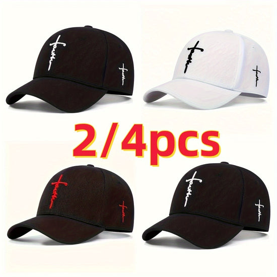 24Pcs Cross Embroidery Baseball Cap Solid Color Casual Sports Hats Lightweight Adjustable Dad Hats For Women Men