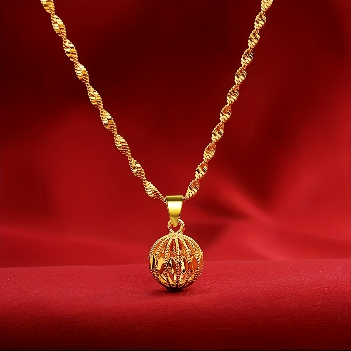 Seasonless Charm Elegant 18K GoldPlated Pendant Necklace with Water Ripple Design  Perfect Gift for Her Vintage Boho Style December Birthstone OMAVY