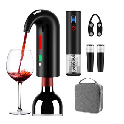 Electric Wine Opener Gift Set w/Decanter, Aerator, Stopper Plus